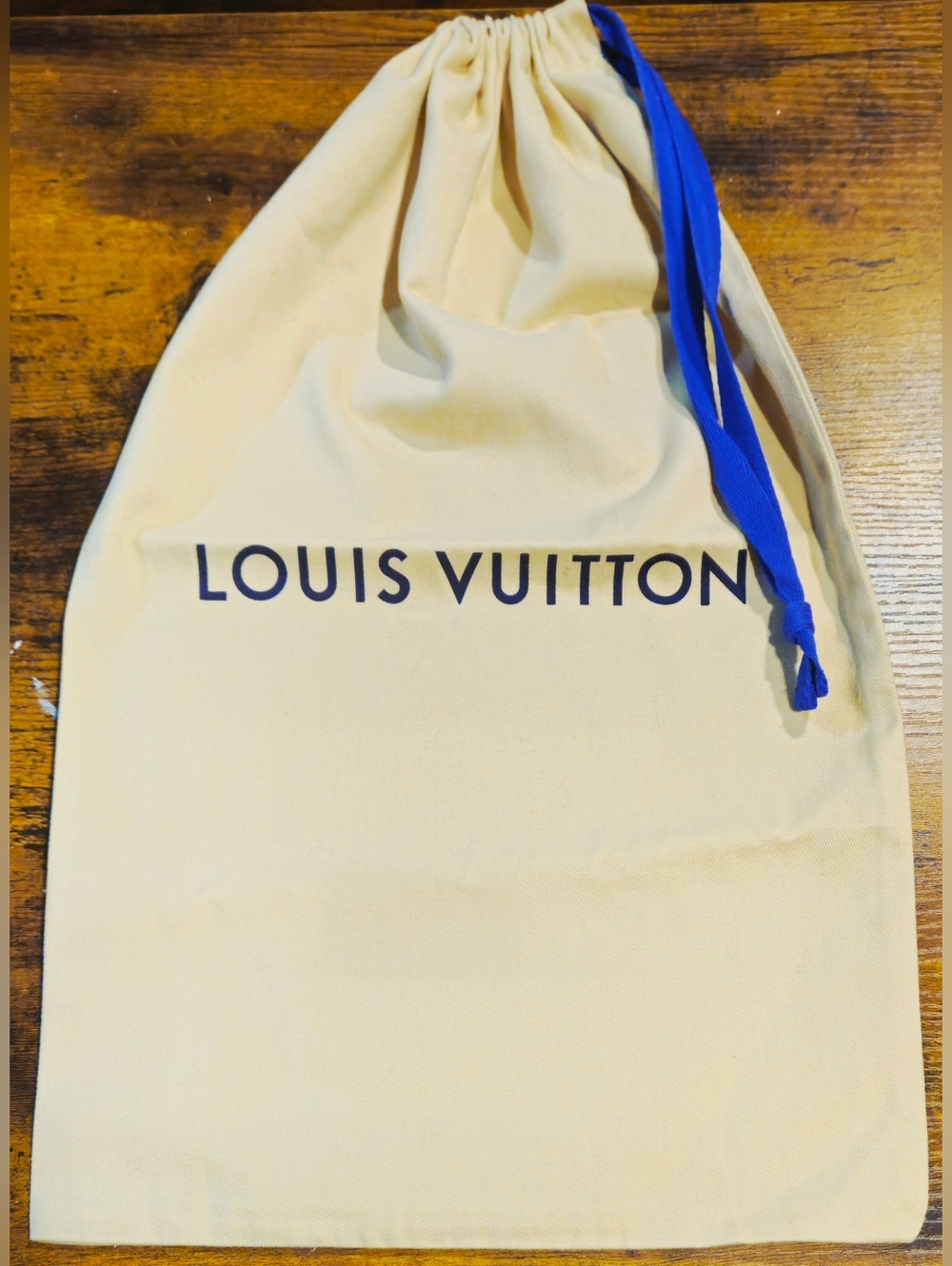 NEW Louis Vuitton Cream Dust Bag Blue Drawstring Speedy 25 30 PM Handbag Storage